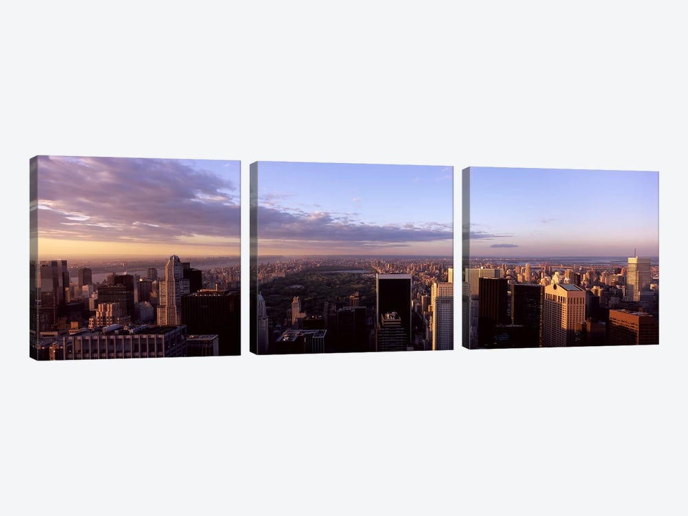 Cityscape at sunset, Central Park, East Side of Manhattan, New York City, New York State, USA 2009 by Panoramic Images 3-piece Canvas Wall Art