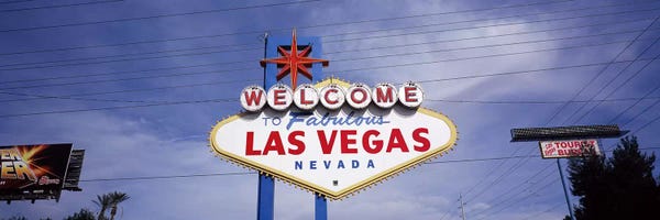 Nevada: Low angle view of Welcome sign, Las Vegas, Nevada, USA by Panoramic Images