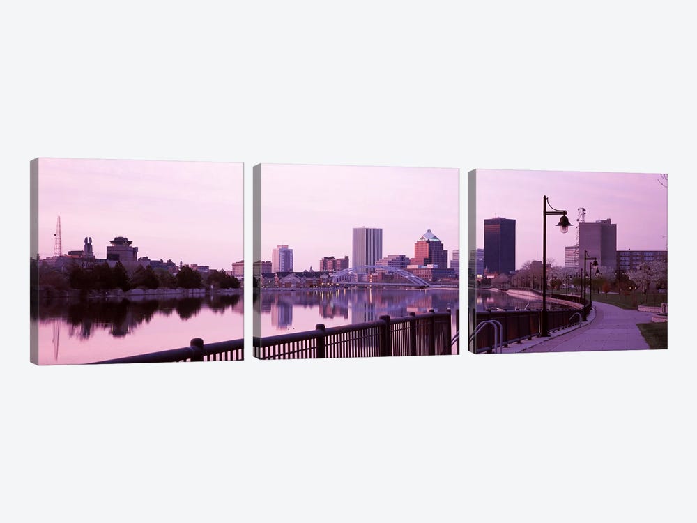 Buildings at the waterfront, Genesee, Rochester, Monroe County, New York State, USA by Panoramic Images 3-piece Canvas Print