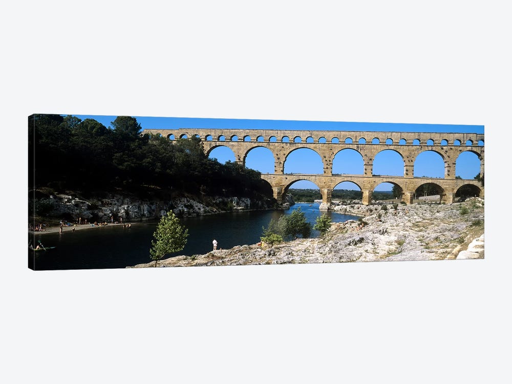 Aqueduct across a river, Pont Du Gard, Nimes, Gard, Languedoc-Rousillon, France by Panoramic Images 1-piece Canvas Wall Art