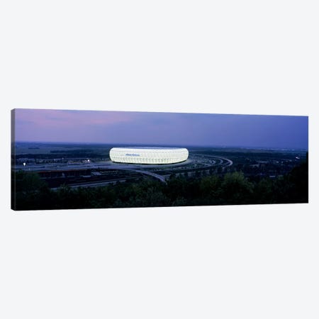 Soccer stadium lit up at nigh, Allianz Arena, Munich, Bavaria, Germany Canvas Print #PIM7942} by Panoramic Images Canvas Wall Art