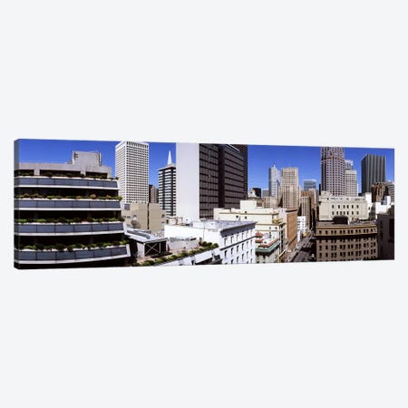 Skyscrapers in a city viewed from Union Square towards Financial District, San Francisco, California, USA Canvas Print #PIM7946} by Panoramic Images Art Print