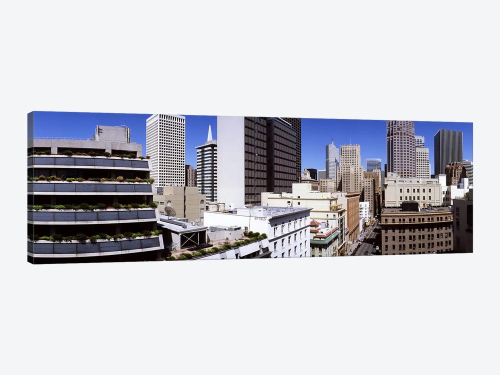 Skyscrapers in a city viewed from Union Square towards Financial District, San Francisco, California, USA by Panoramic Images 1-piece Canvas Wall Art
