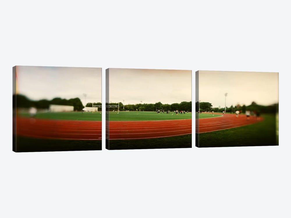 Running track in a park, McCarran Park, Greenpoint, Brooklyn, New York City, New York State, USA by Panoramic Images 3-piece Canvas Print