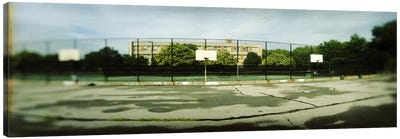 Basketball court in a public park, McCarran Park, Greenpoint, Brooklyn, New York City, New York State, USA Canvas Art Print - Basketball Art