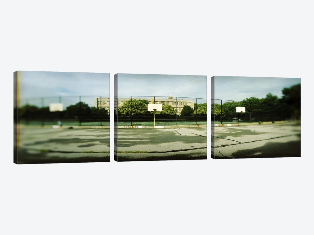 Basketball court in a public park, McCarran Park, Greenpoint, Brooklyn, New York City, New York State, USA by Panoramic Images 3-piece Canvas Wall Art