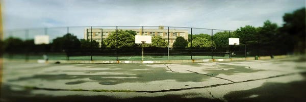 Brooklyn: Basketball court in a public park, McCarran Park, Greenpoint, Brooklyn, New York City, New York State, USA by Panoramic Images