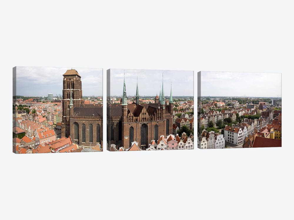 Cathedral in a citySt. Mary's Church, Gdansk, Pomeranian Voivodeship, Poland by Panoramic Images 3-piece Canvas Art Print