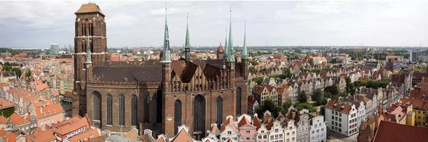 Poland: Cathedral in a citySt. Mary's Church, Gdansk, Pomeranian Voivodeship, Poland by Panoramic Images