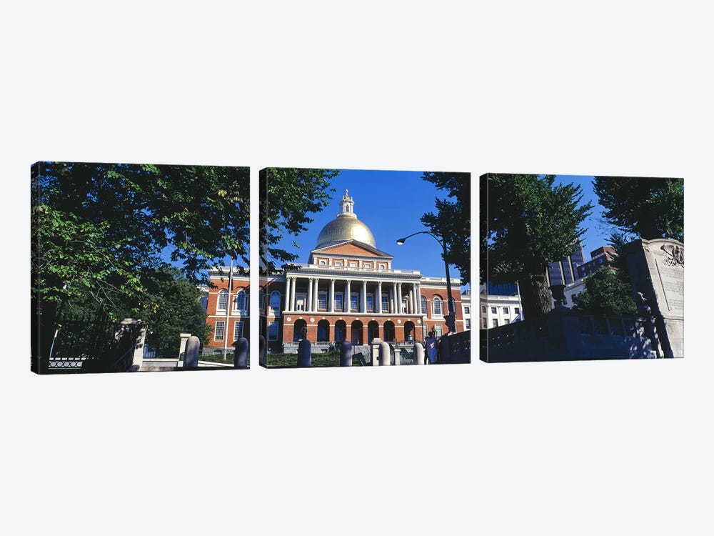 Facade of a government building, Massachusetts State Capitol, Boston, Suffolk County, Massachusetts, USA by Panoramic Images 3-piece Canvas Art