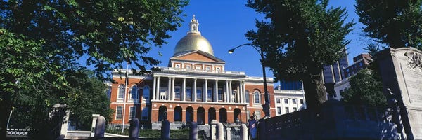 Massachusetts: Facade of a government building, Massachusetts State Capitol, Boston, Suffolk County, Massachusetts, USA by Panoramic Images