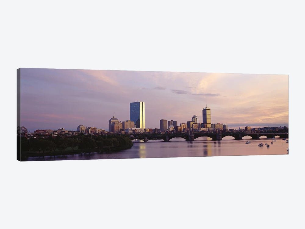 Back Bay Skyline With The Longfellow Bridge And Charles River In The Foreground, Boston, Suffolk County, Massachusetts, USA by Panoramic Images 1-piece Art Print