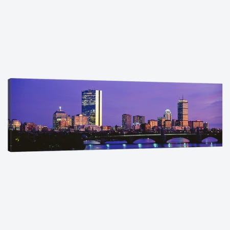Lilac Sky Over An illuminated Back Bay Skyline, Boston, Suffolk County, Massachusetts, USA Canvas Print #PIM7970} by Panoramic Images Canvas Art Print