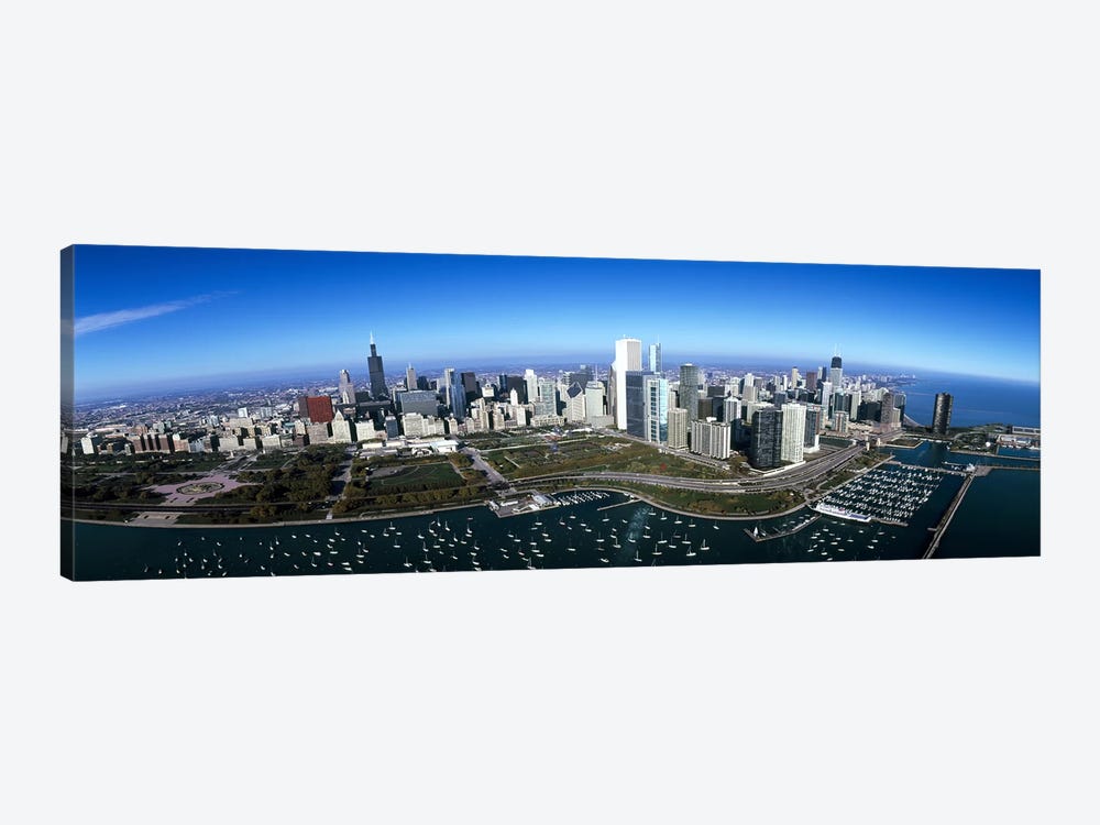 Aerial view of a park in a city, Millennium Park, Lake Michigan, Chicago, Cook County, Illinois, USA by Panoramic Images 1-piece Canvas Art