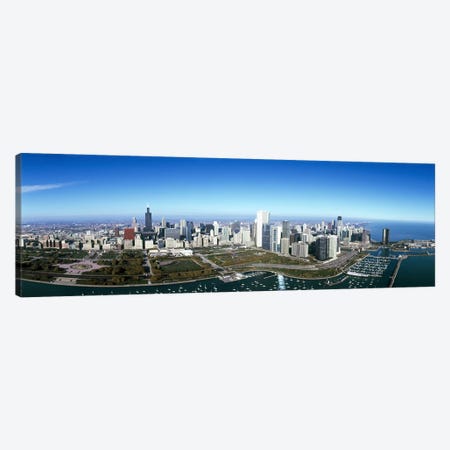 Aerial view of a park in a city, Millennium Park, Lake Michigan, Chicago, Cook County, Illinois, USA #2 Canvas Print #PIM7974} by Panoramic Images Canvas Wall Art