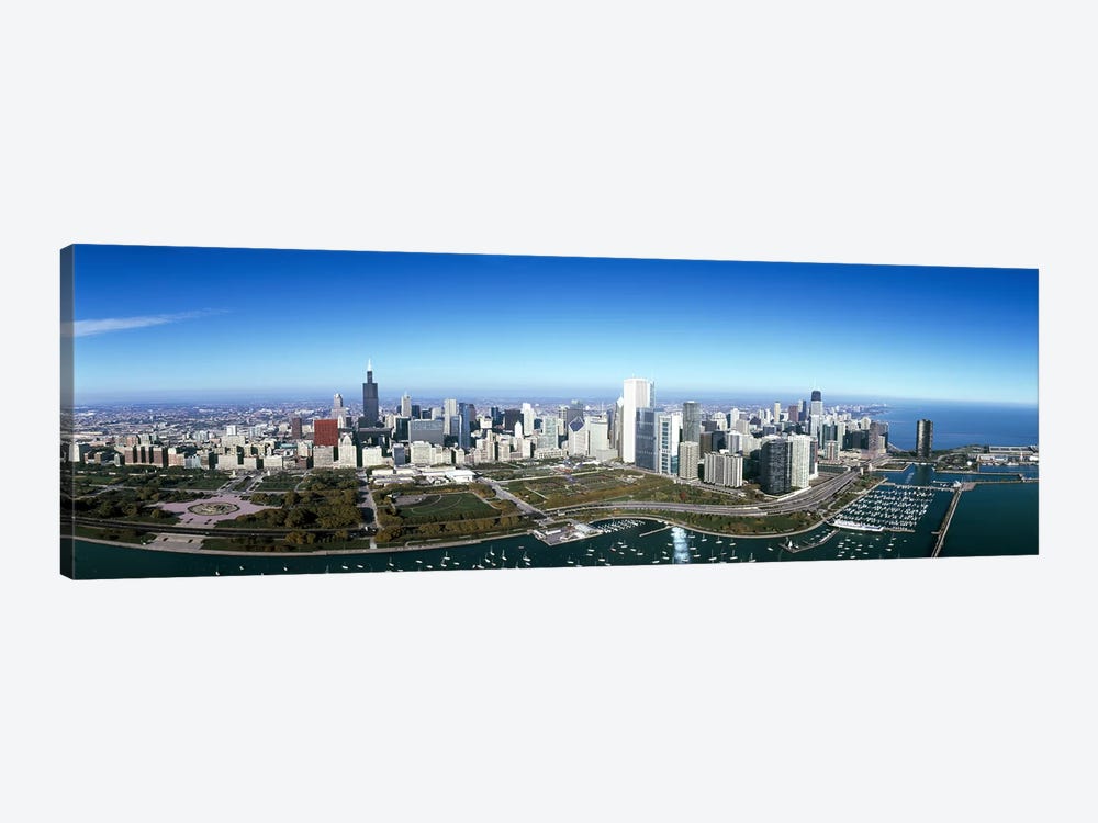 Aerial view of a park in a city, Millennium Park, Lake Michigan, Chicago, Cook County, Illinois, USA #2 by Panoramic Images 1-piece Canvas Print