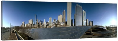 360 degree view of a city, Millennium Park, Jay Pritzker Pavilion, Lake Shore Drive, Chicago, Cook County, Illinois, USA Canvas Art Print - Chicago Skylines