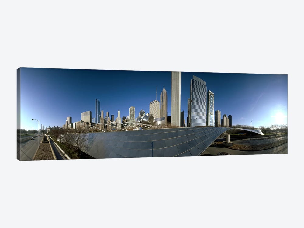 360 degree view of a city, Millennium Park, Jay Pritzker Pavilion, Lake Shore Drive, Chicago, Cook County, Illinois, USA by Panoramic Images 1-piece Canvas Artwork