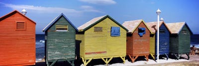 Colorful huts on the beach, St. James Beach, Cape Town, Western Cape Province, South Africa by Panoramic Images framed canvas print
