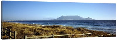 Distant View Of Devil's Peak, Table Mountain And Lion's Head From Bloubergstrand, Western Cape, South Africa Canvas Art Print - Coastal Sand Dune Art