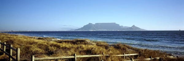 Coastal Sand Dunes: Distant View Of Devil's Peak, Table Mountain And Lion's Head From Bloubergstrand, Western Cape, South Africa by Panoramic Images