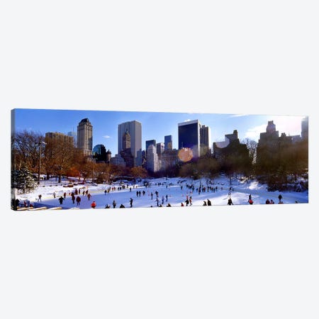 High angle view of people skating in an ice rink, Wollman Rink, Central Park, Manhattan, New York City, New York State, USA Canvas Print #PIM7993} by Panoramic Images Canvas Print