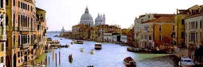 Boats in a canal with a church in the backgroundSanta Maria della Salute, Grand Canal, Venice, Veneto, Italy by Panoramic Images framed canvas print