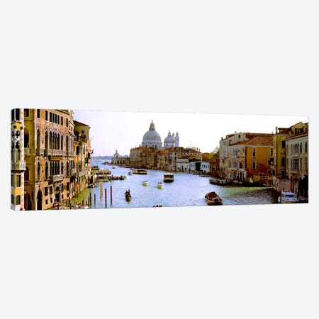 Boats in a canal with a church in the backgroundSanta Maria della Salute, Grand Canal, Venice, Veneto, Italy Canvas Print #PIM8000} by Panoramic Images Canvas Print