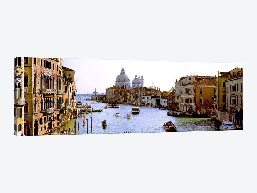 Boats in a canal with a church in the backgroundSanta Maria della Salute, Grand Canal, Venice, Veneto, Italy by Panoramic Images 1-piece Art Print