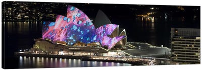 Opera house lit up at night, Sydney Opera House, Sydney, New South Wales, Australia Canvas Art Print - Australia Art