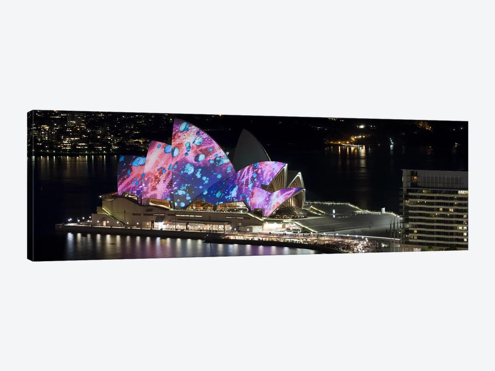 Opera house lit up at night, Sydney Opera House, Sydney, New South Wales, Australia by Panoramic Images 1-piece Canvas Artwork
