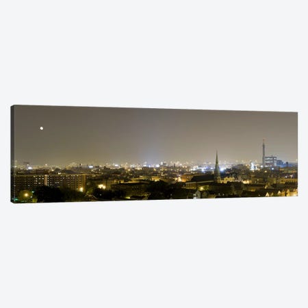 Buildings in a city lit up at night, Pilsen, Chicago, Illinois, USA Canvas Print #PIM8009} by Panoramic Images Art Print