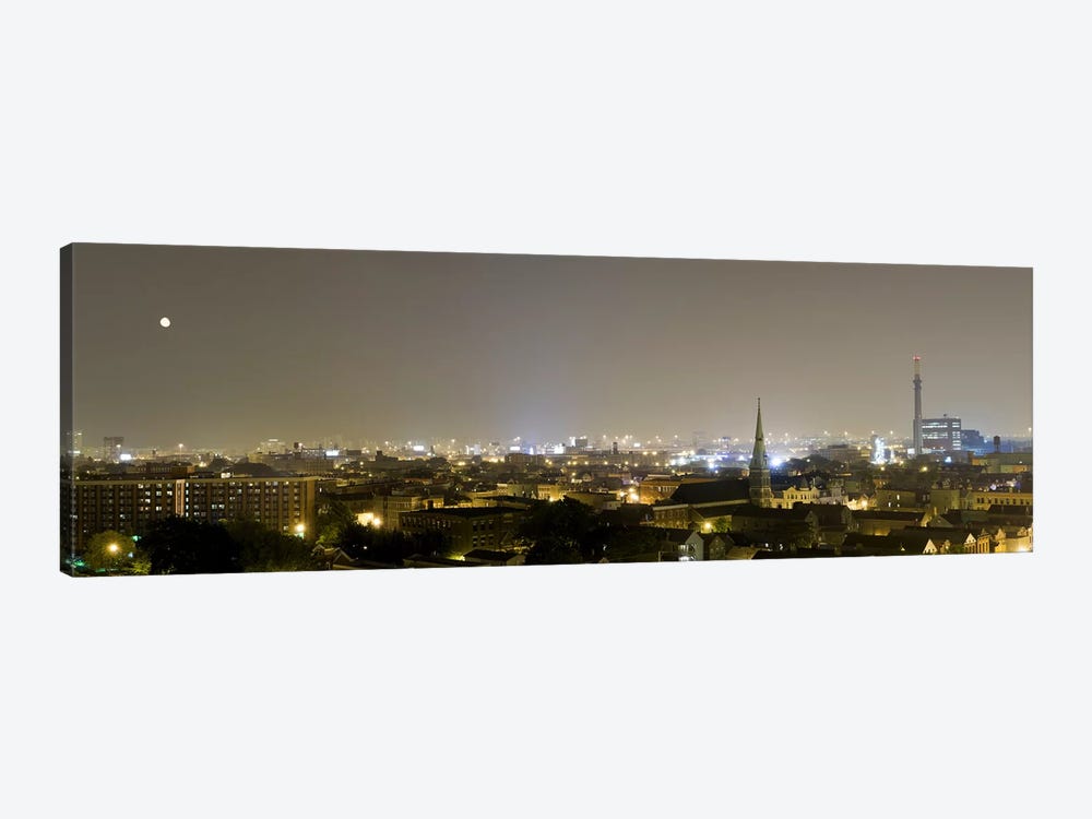 Buildings in a city lit up at night, Pilsen, Chicago, Illinois, USA by Panoramic Images 1-piece Canvas Artwork