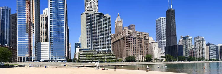Beach and skyscrapers in a city, Ohio Street Beach, Lake Shore Drive, Lake Michigan, Chicago, Illinois, USA