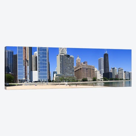 Beach and skyscrapers in a city, Ohio Street Beach, Lake Shore Drive, Lake Michigan, Chicago, Illinois, USA Canvas Print #PIM8010} by Panoramic Images Canvas Wall Art