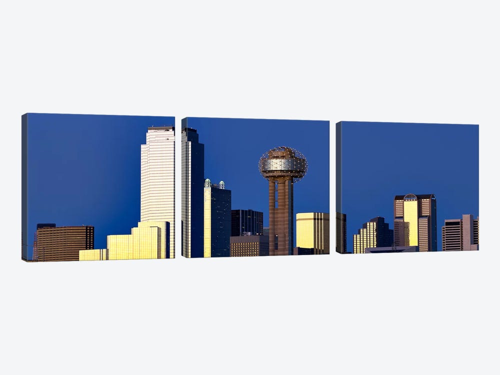 Skyscrapers in a city, Reunion Tower, Dallas, Texas, USA by Panoramic Images 3-piece Art Print