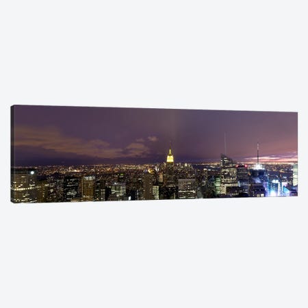 Buildings in a city lit up at dusk, Midtown Manhattan, Manhattan, New York City, New York State, USA Canvas Print #PIM8017} by Panoramic Images Canvas Art Print