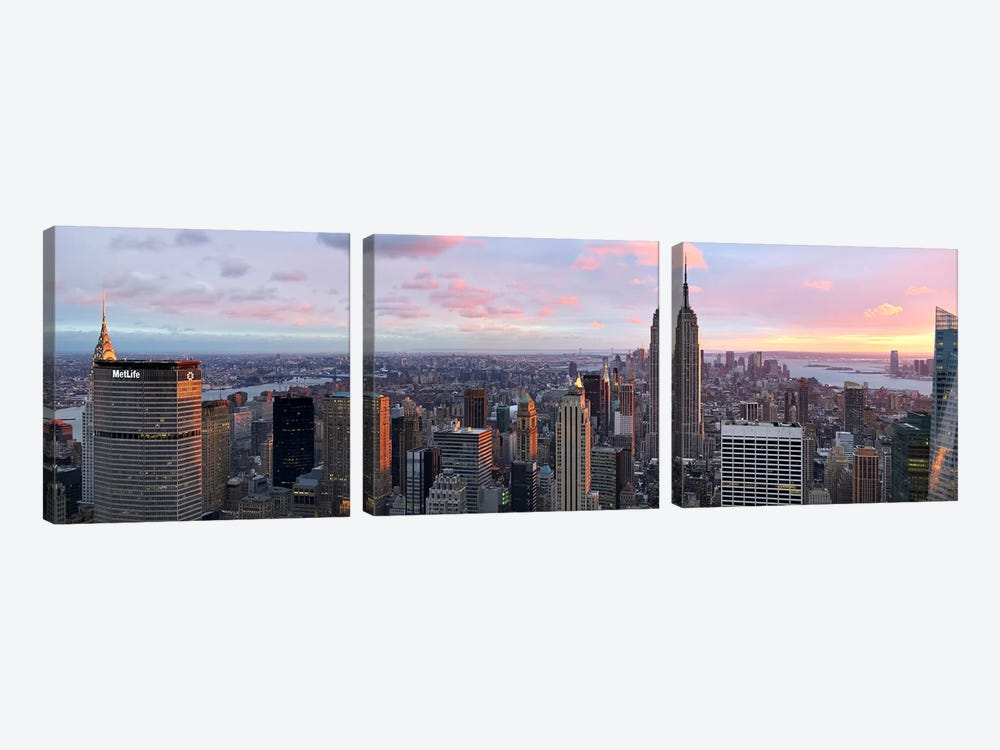 Aerial view of a city, Midtown Manhattan, Manhattan, New York City, New York State, USA #2 by Panoramic Images 3-piece Canvas Artwork