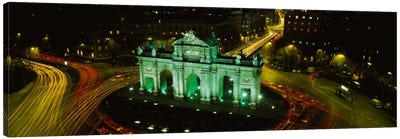 High-Angle View Of Puerta de Alcala, Plaza de la Independencia, Madrid, Spain Canvas Art Print - Community Of Madrid Art