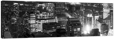 Aerial view of a city at night, Midtown Manhattan, Manhattan, New York City, New York State, USA Canvas Art Print - Black & White Cityscapes