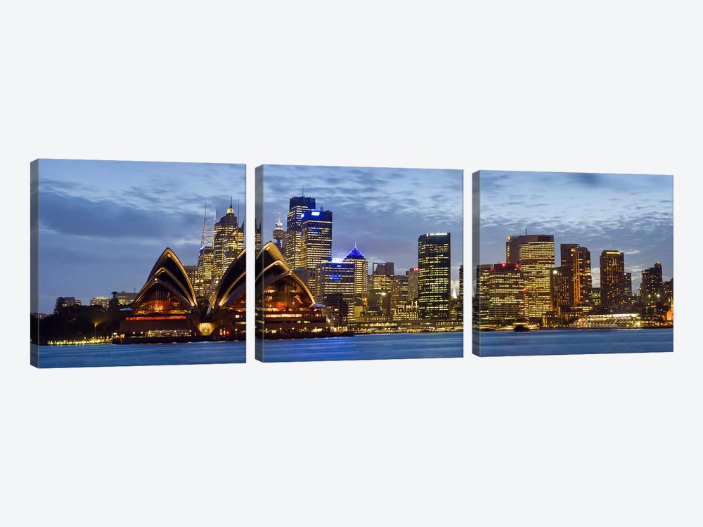 Illuminated Cityscape, Sydney, New South Wales, Australia by Panoramic Images 3-piece Art Print