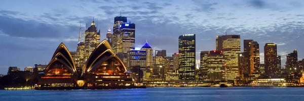 Sydney Opera House: Illuminated Cityscape, Sydney, New South Wales, Australia by Panoramic Images