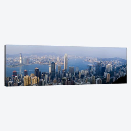 Aerial View Of Victoria Harbour And Surrounding Districts, Hong Kong, People's Republic Of China Canvas Print #PIM8039} by Panoramic Images Canvas Artwork