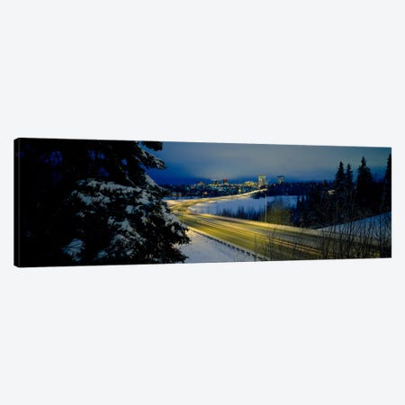 Winding road running through a snow covered landscape, Anchorage, Alaska, USA Canvas Print #PIM803} by Panoramic Images Canvas Artwork
