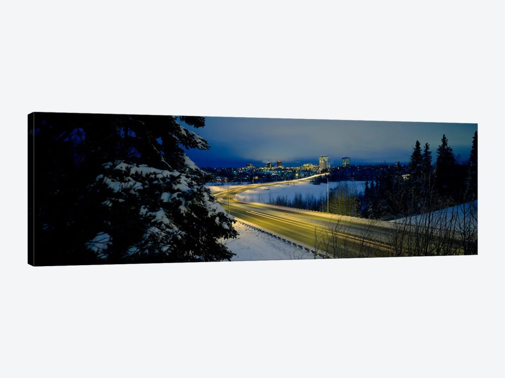 Winding road running through a snow covered landscape, Anchorage, Alaska, USA by Panoramic Images 1-piece Canvas Art