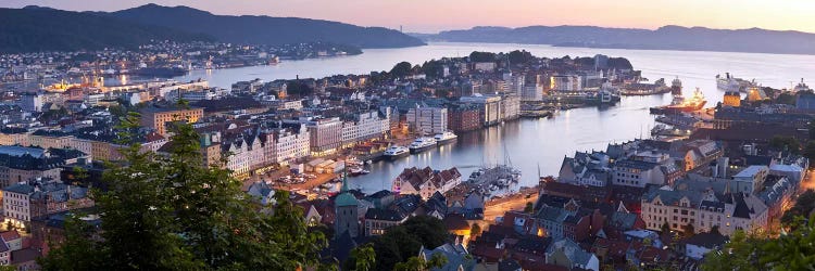 Evening's Glimmer Over Vagen, Bergen, Hordaland, Vestlandet, Norway by Panoramic Images wall art