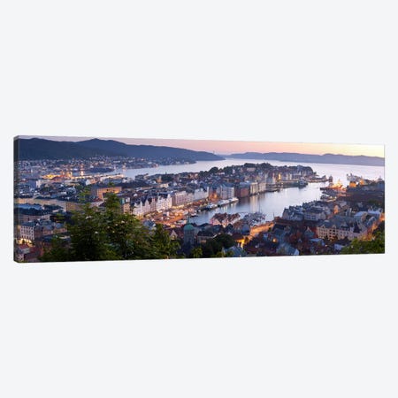 Evening's Glimmer Over Vagen, Bergen, Hordaland, Vestlandet, Norway Canvas Print #PIM8040} by Panoramic Images Canvas Art Print