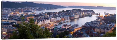 Evening's Glimmer Over Vagen, Bergen, Hordaland, Vestlandet, Norway Canvas Art Print