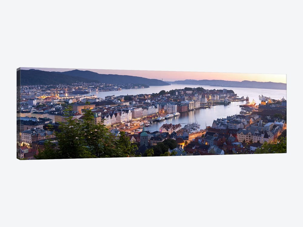 Evening's Glimmer Over Vagen, Bergen, Hordaland, Vestlandet, Norway by Panoramic Images 1-piece Canvas Print