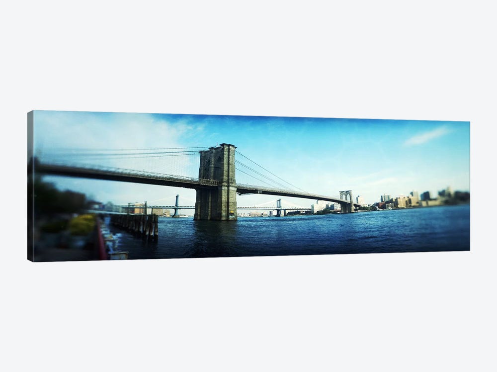 Bridge across a river, Brooklyn Bridge, East River, Brooklyn, New York City, New York State, USA by Panoramic Images 1-piece Art Print